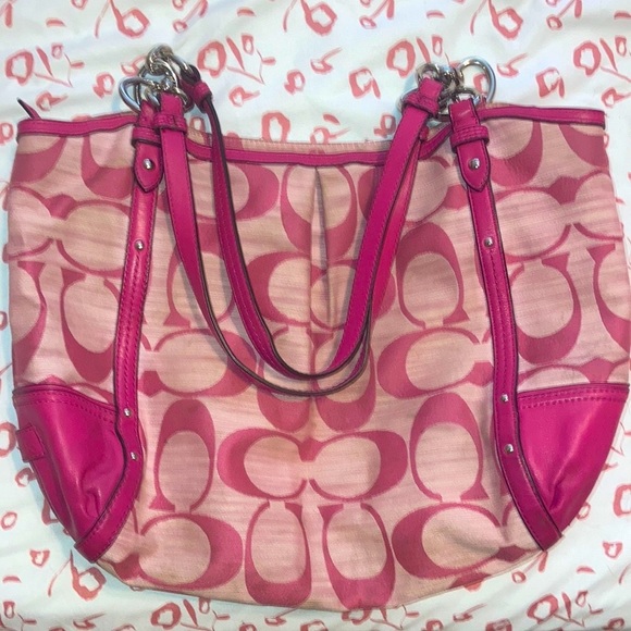Coach Pink Magenta Y2k Alexandra Signature Chain Tote Bag - Picture 4 of 9